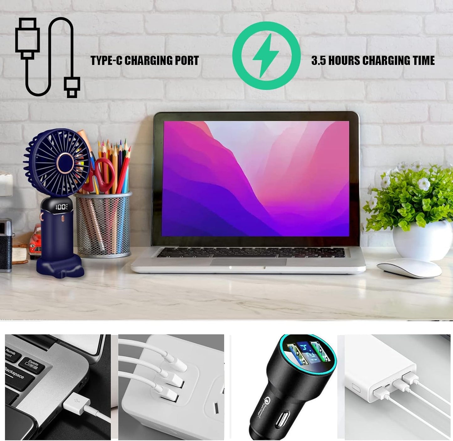 3 Hand Held Portable Fans